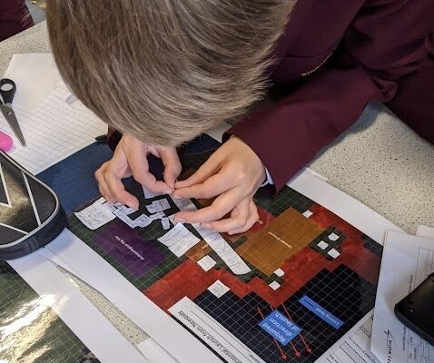 pupil working on a design